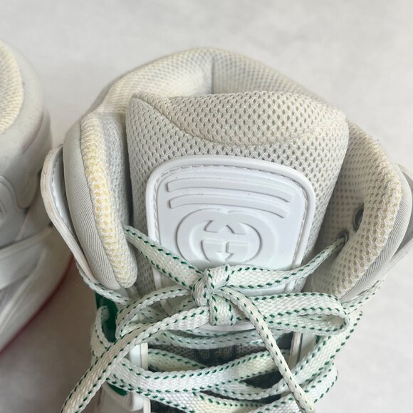 Gucci White Leather GG Monogram High-Top Sneakers Size 7 Mens Basketball Shoes - Picture 5 of 15